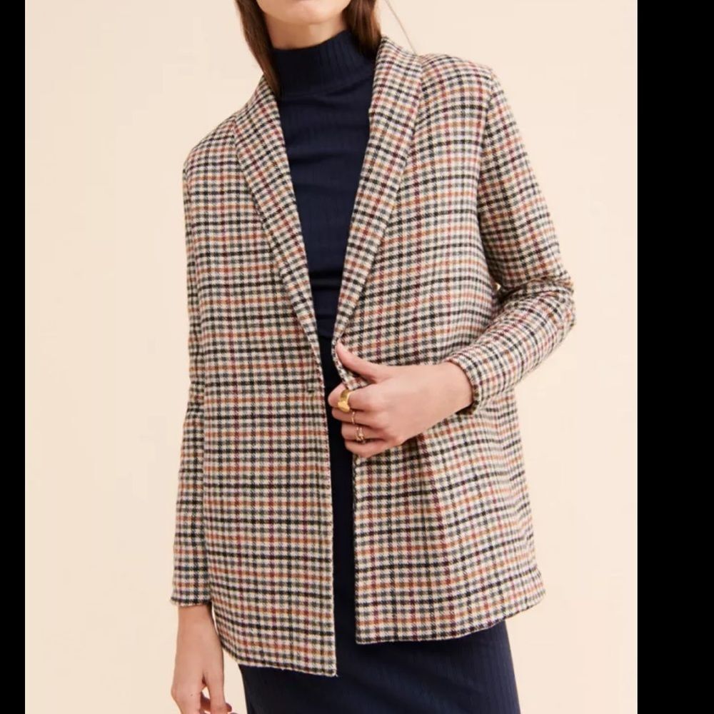 Sadie & Sage Harmless Banter Plaid Women’s Open Front Blazer Jacket